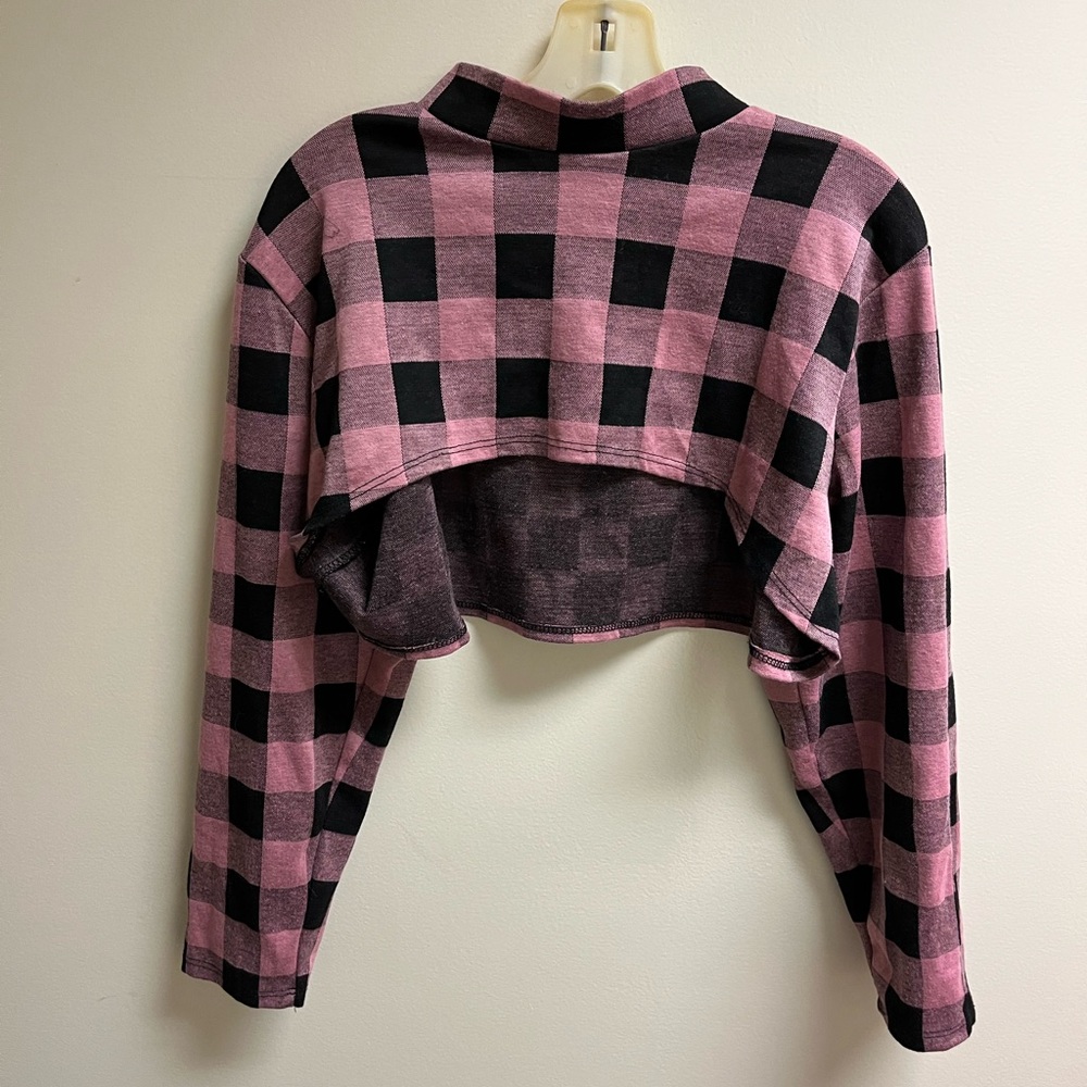 Rainbow Pink and Black Checkered Crop Top